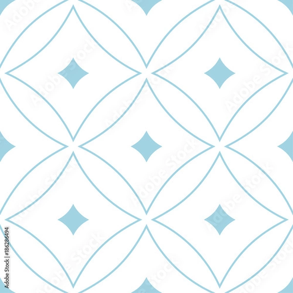Obraz White and blue geometric ornament. Seamless pattern