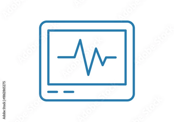 Obraz Monitor médico con pantalla digital mostrando una línea de frecuencia cardíaca o electrocardiograma