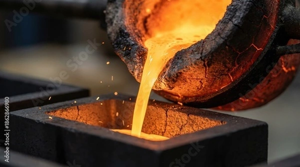Obraz Molten Metal Pouring & Industrial Casting Process