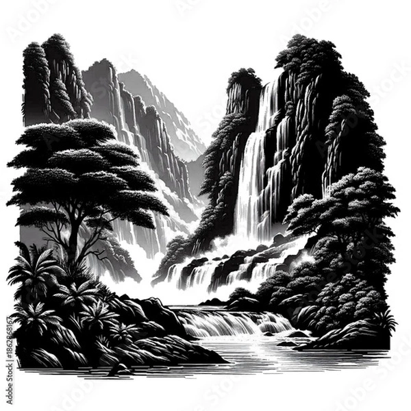 Obraz waterfall in the mountains