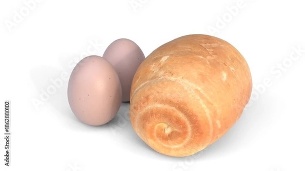 Fototapeta bread with eggs on white background