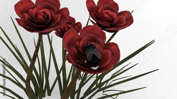 Fototapeta bumblebee on red rose