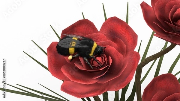 Fototapeta bumblebee on red rose