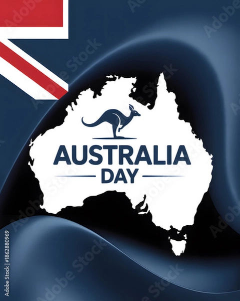 Obraz Australia day map with kangaroo
