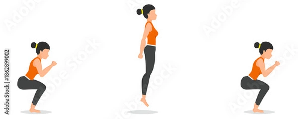Obraz step by step tutorial for women's jump squat exercises