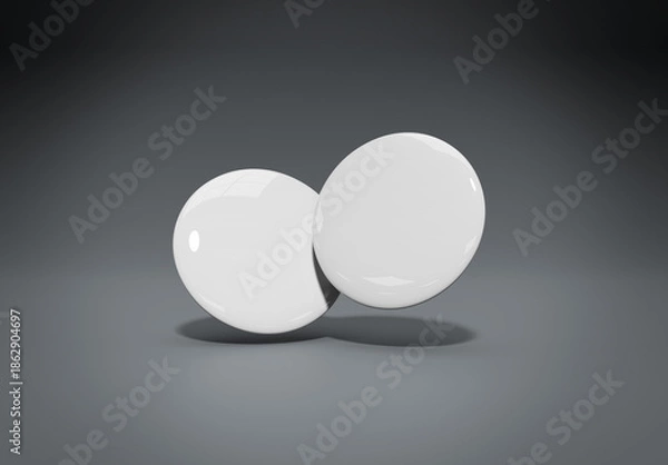 Obraz Button badge floating on white Mockup. 3d rendering