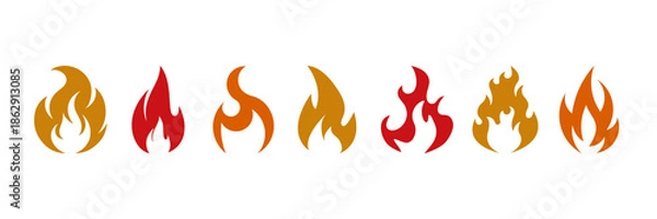 Fototapeta fire flames set