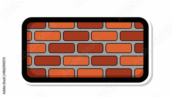 Obraz A stylized, rounded rectangle depicting a brick wall pattern with alternating orange and reddish-brown bricks