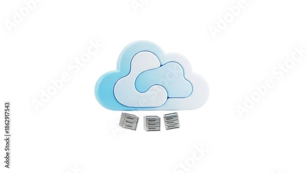 Fototapeta Servers with blue cloud computing structure