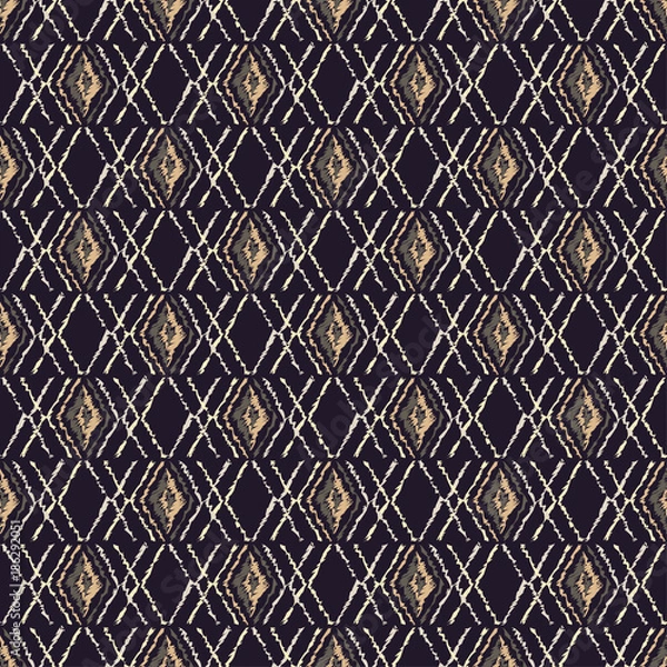 Fototapeta Ethnic boho seamless pattern. Scribble texture. Folk motif. Textile rapport.