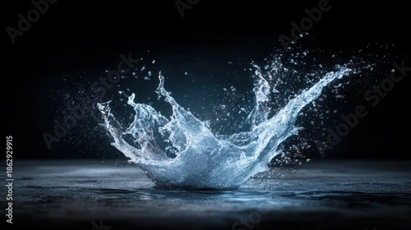 Obraz Water splash isolated on dark background