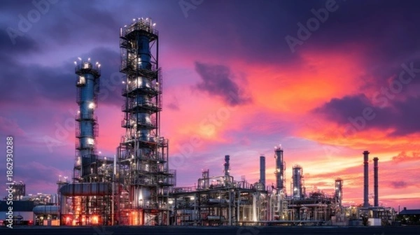 Obraz Industrial complex at sunset