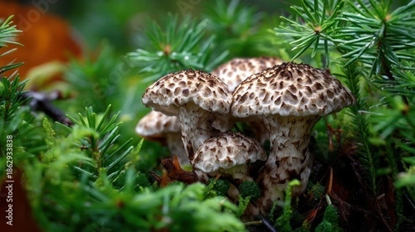 Obraz Mushrooms in forest environment