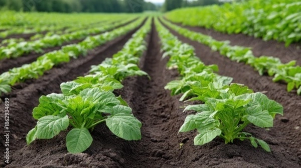 Obraz Freshly grown plants in rows