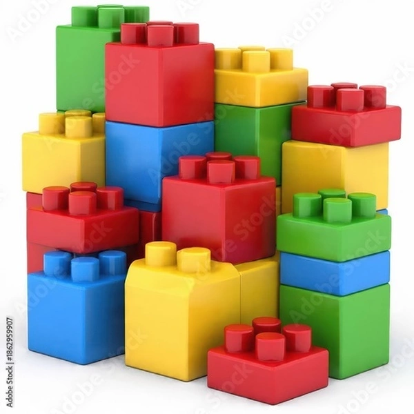 Obraz Building blocks isolated on white background generative ai
