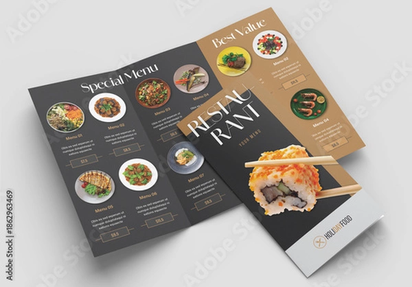 Obraz Food Menu Trifold Brochure Layout