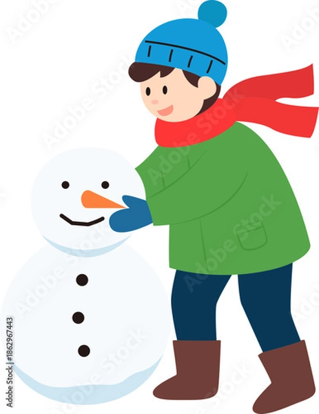 Obraz 눈사람 만드는 아이