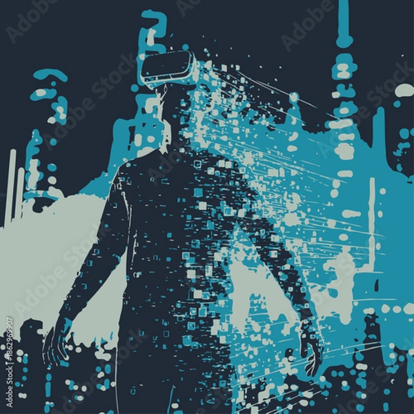 Obraz human-teleporting-in-virtual-world-concept