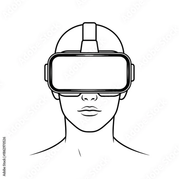 Obraz headset-worn-on-human-head-outline.