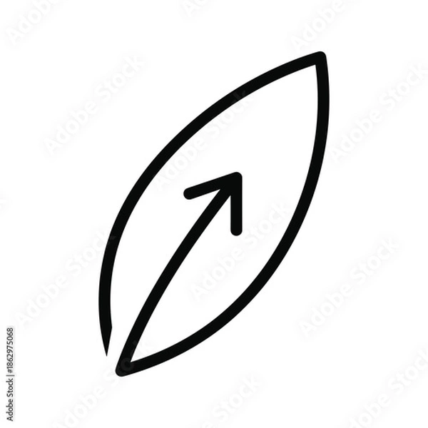 Fototapeta Simple black leaf icon with arrow