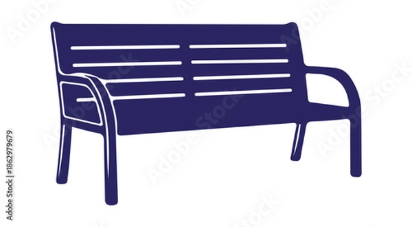 Obraz Simple dark blue bench on transparent background isolated