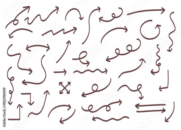 Obraz Hand Drawn Doodle Arrows and Decorative Line Elements Set