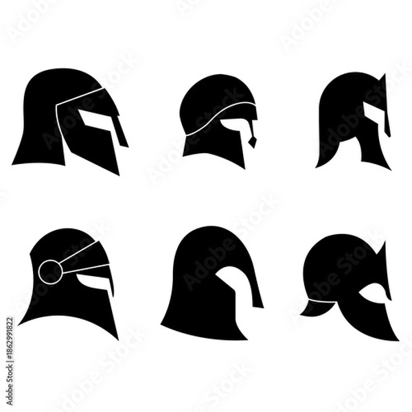 Obraz Helmet icon vector set. Knight's helmet Illustration sign collection. Medieval helmet symbol. Armor logo.
