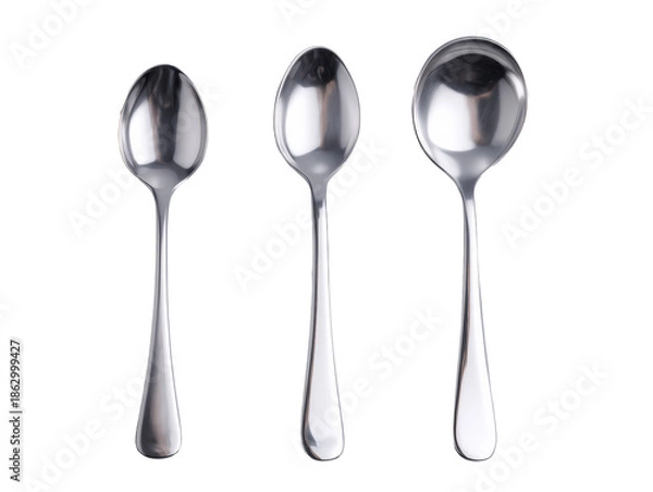 Obraz Assorted Stainless Steel Spoons on Grey Background 