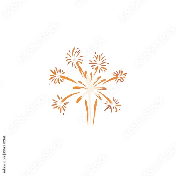 Obraz Hand drawn orange firework illustration