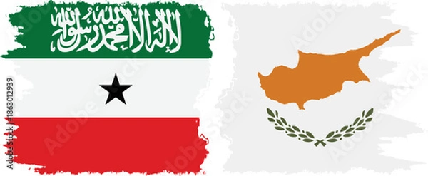 Obraz Cyprus and Somaliland grunge flags connection, vector