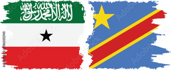 Obraz Congo - Kinshasa and Somaliland grunge flags connection, vector