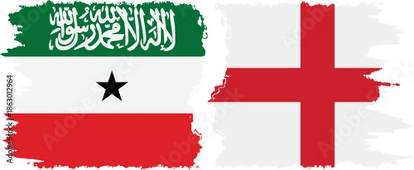 Obraz England and Somaliland grunge flags connection, vector