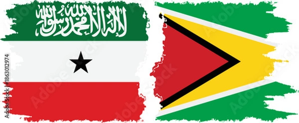 Obraz Guyana and Somaliland grunge flags connection, vector