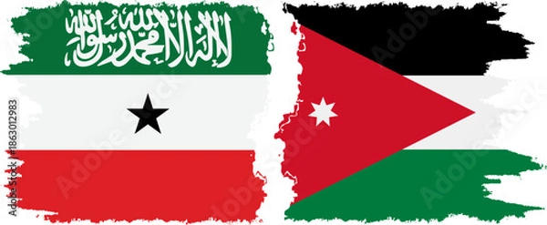Obraz Jordan and Somaliland grunge flags connection, vector