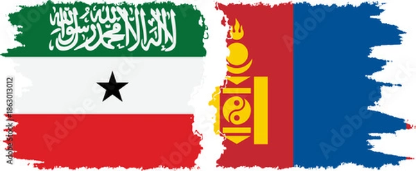 Obraz Mongolia and Somaliland grunge flags connection, vector