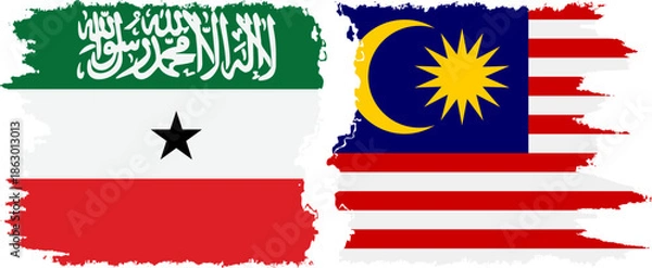 Obraz Malaysia and Somaliland grunge flags connection, vector