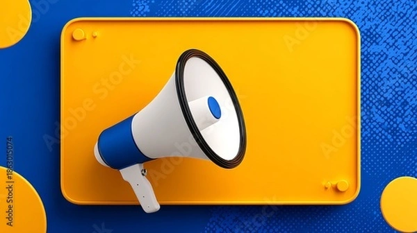 Obraz Megaphone on Yellow Background Announcement.