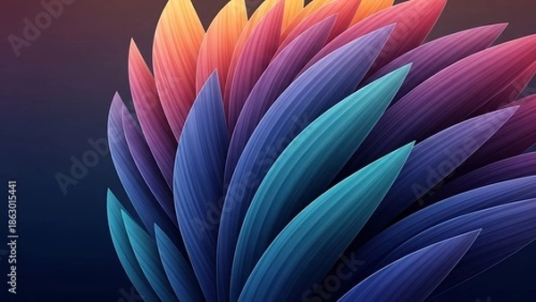 Fototapeta 鮮やかなグラデーションが重なり合う抽象的な花のデジタルアート