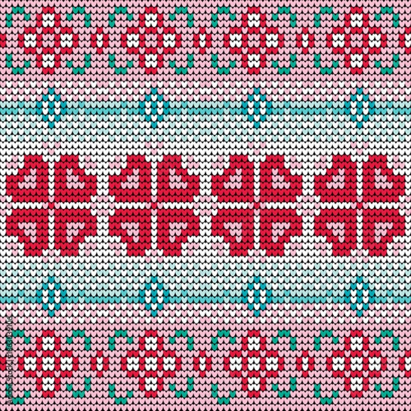 Obraz Valentine knitted heart pattern seamless background