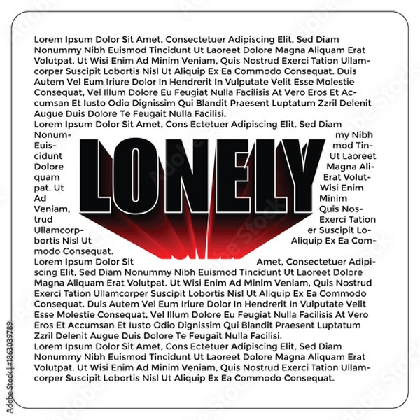 Obraz Dramatic 'Lonely' Word with Radiant Shadow Text Effect