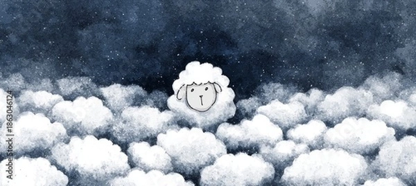 Obraz Lonely missing sheep. Generative AI technology.	
