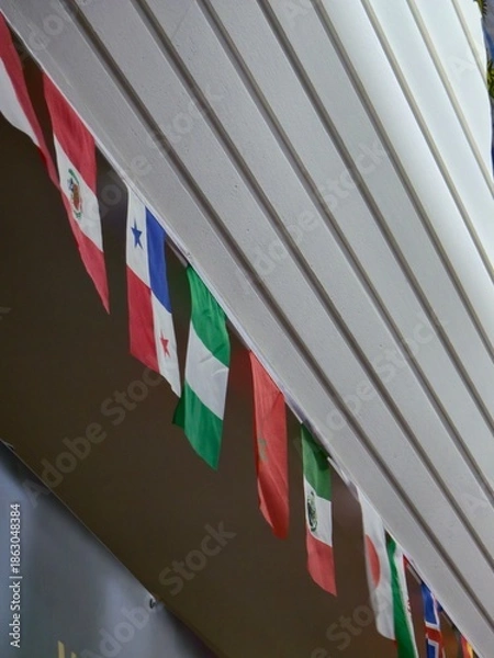 Fototapeta flags on different countries hanging together