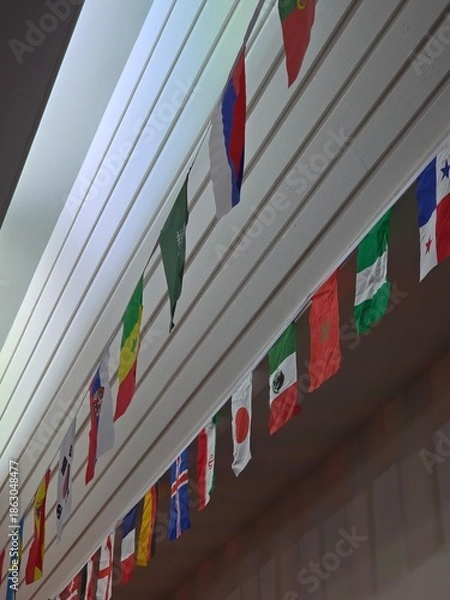 Obraz international flags hanging from ceiling