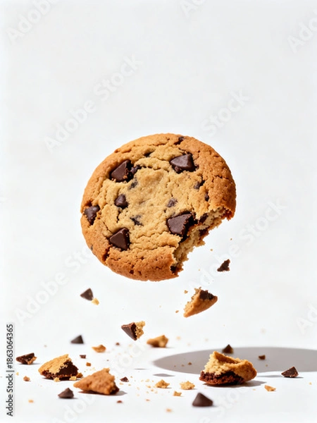Obraz Floating Chocolate Chip Cookie with Crumbs
