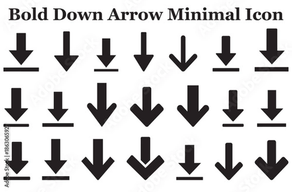 Fototapeta Bold Down Arrow Minimal Icon Bundle