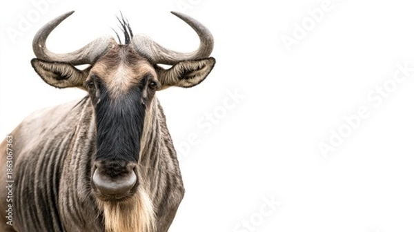 Fototapeta Wildebeest on Isolated Background