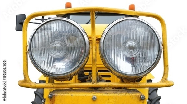 Fototapeta Yellow Tractor Headlights Isolated