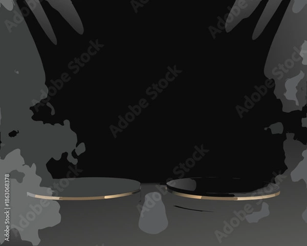 Obraz Dark dramatic presentation background with golden accents and subtle lighting effects