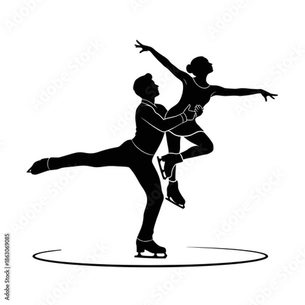 Obraz Ice Skating Couple in Motion Together.