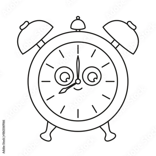Obraz alarm clock character in outline